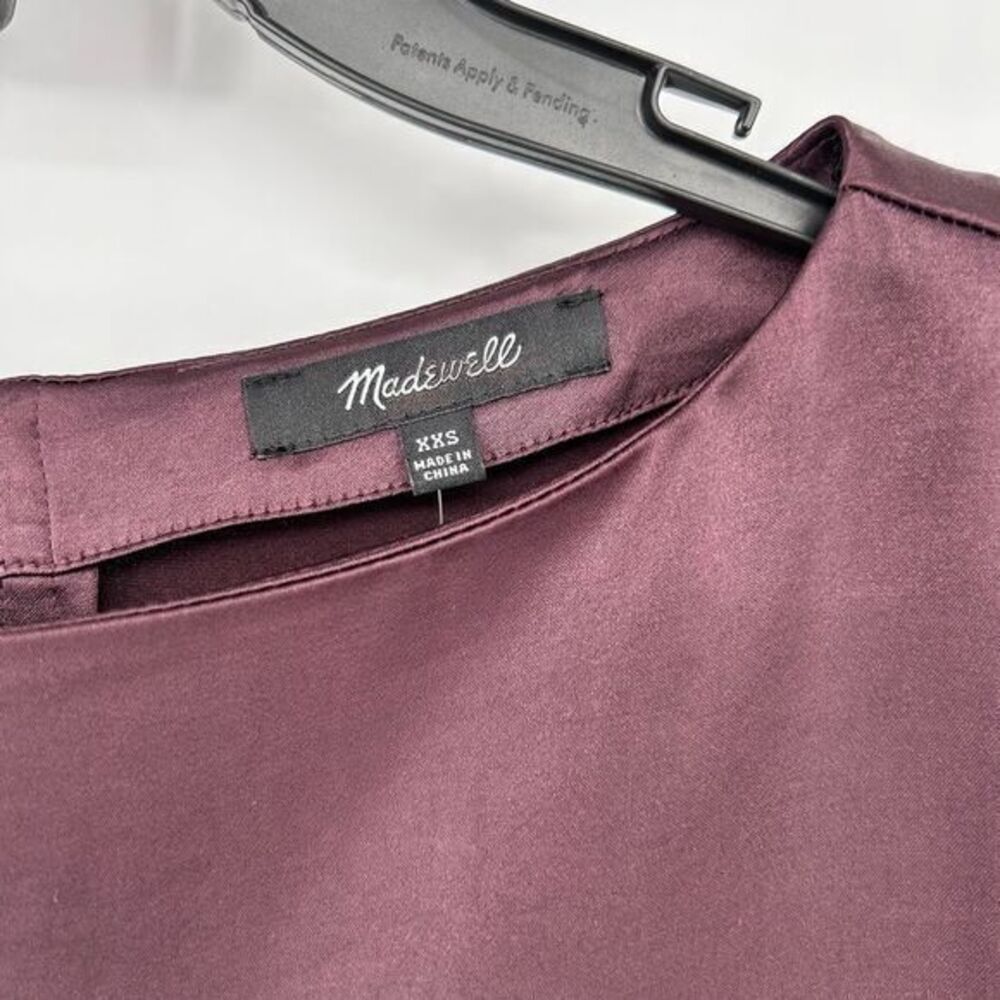 NWT Madewell Satin Shift Mini Dress Chocolate Raisin Size XXS - Picture 9 of 12